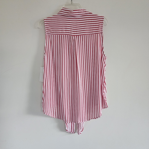 NWT Beach Lunch Lounge Candy Striped Sleeveless Button Front Women's Shirt Sz M - Picture 3 of 6